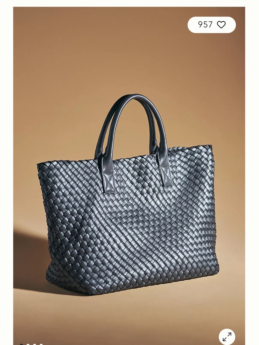 Anthropologie Woven Tote Bag in Dark Brown with Pouch